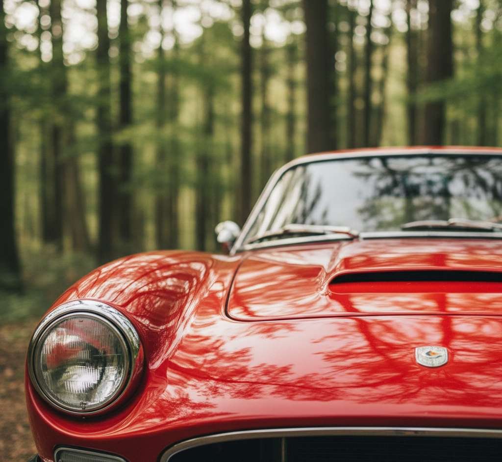 auto die geparkeerd staat in het bos