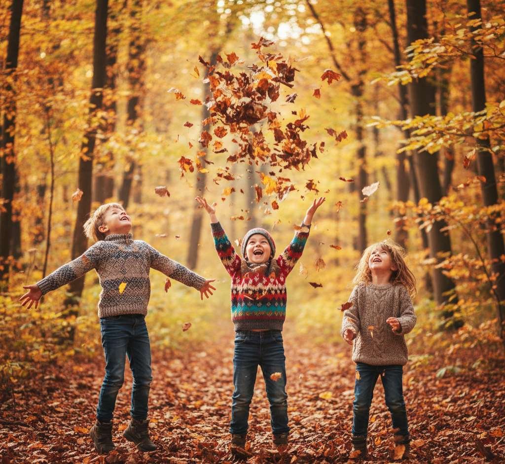 kleine spelende kinderen in het bos