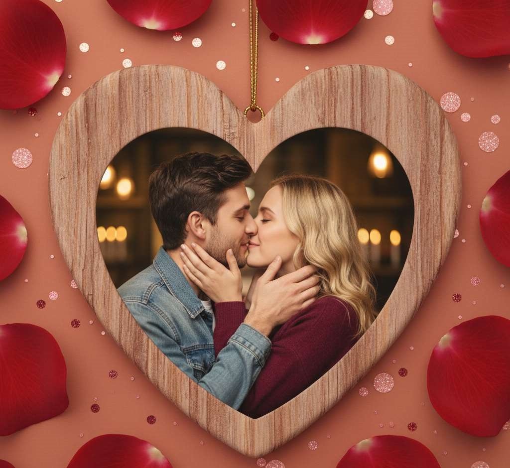 koppel geeft kus met valentijn