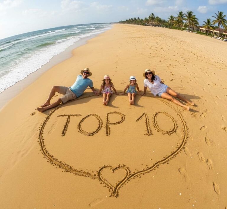 top 10 geschreven in het zand door een familie