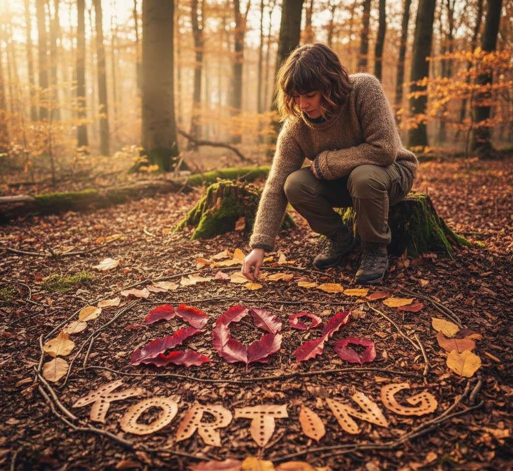 vrouw die met bladeren korting vormt